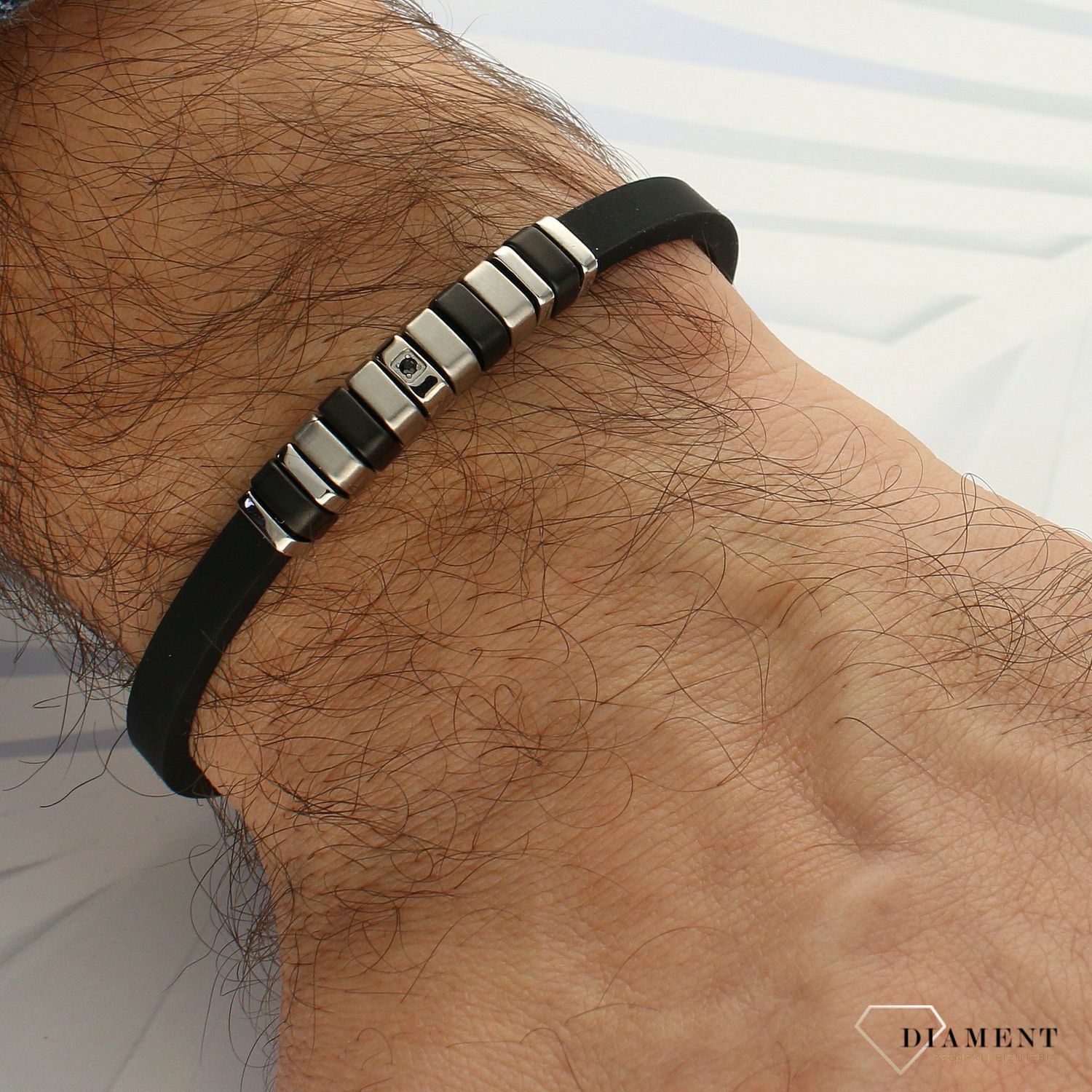 Bransoletka męska Nomination kauczuk z dodatkiem czarnego 028805 015✓Biżuteria męska w Sklepie z Biżuterią zegarki-diament.pl✓ Piękne i Eleganckie Bransoletki dla chłopaka.jpg